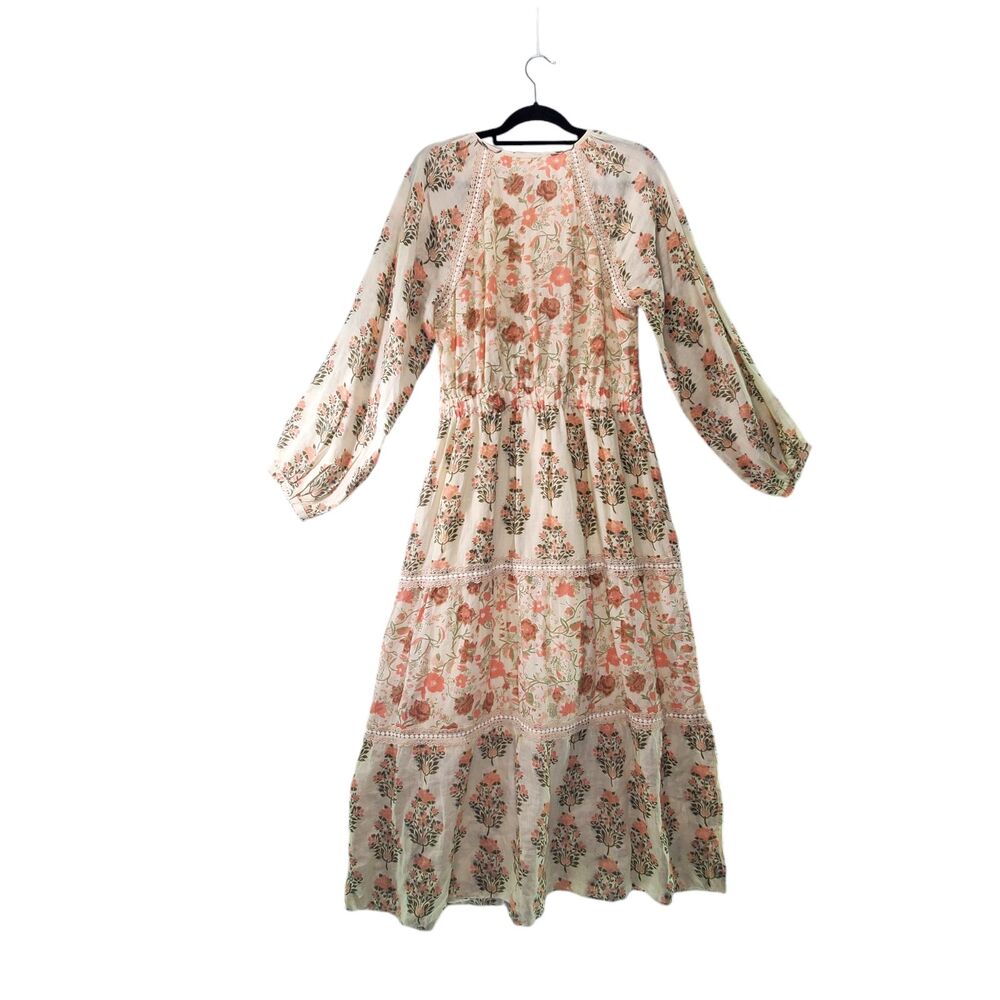 sz L Let Me Be Anthropology Wonton Flower Print Maxi Dress Free People Letmebe - Picture 2 of 14